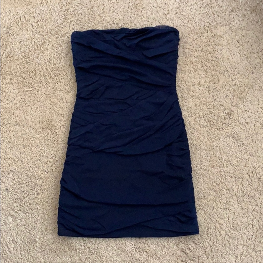 Mini Strapless Navy Dress